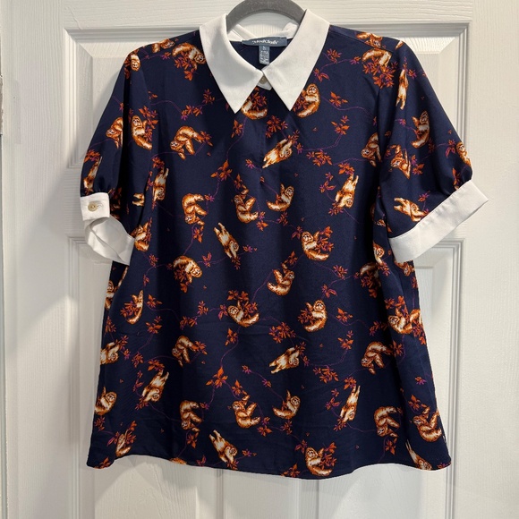 SOLD—NWOT Modcloth Sloth Swing Blouse-Size L - Picture 3 of 10
